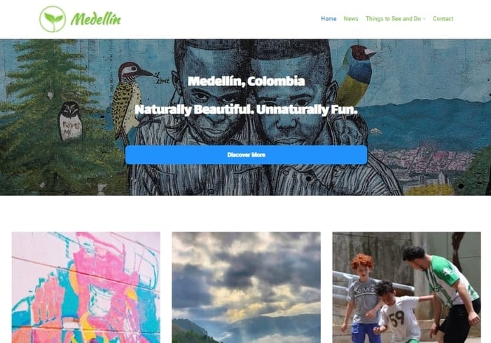 Medellin Travel blog landing page